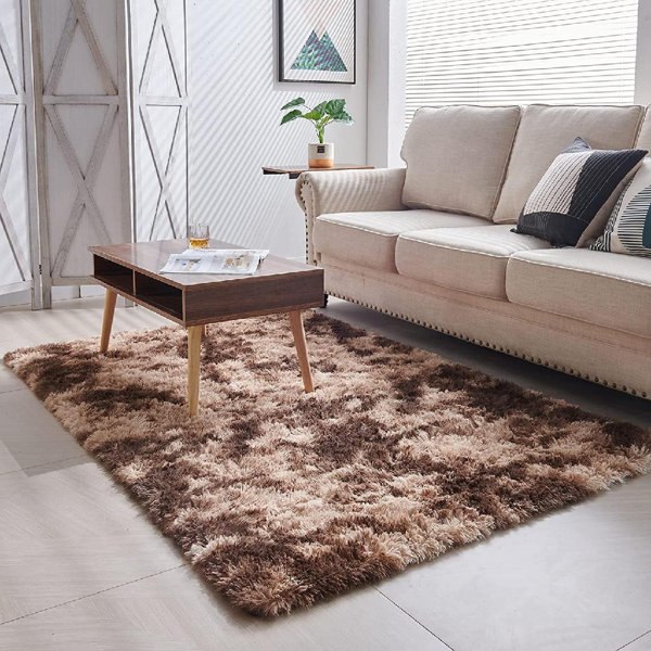 Mercer41 Rectangle Hastyer Polyurethane Area Rug in Tiedyed Coffee